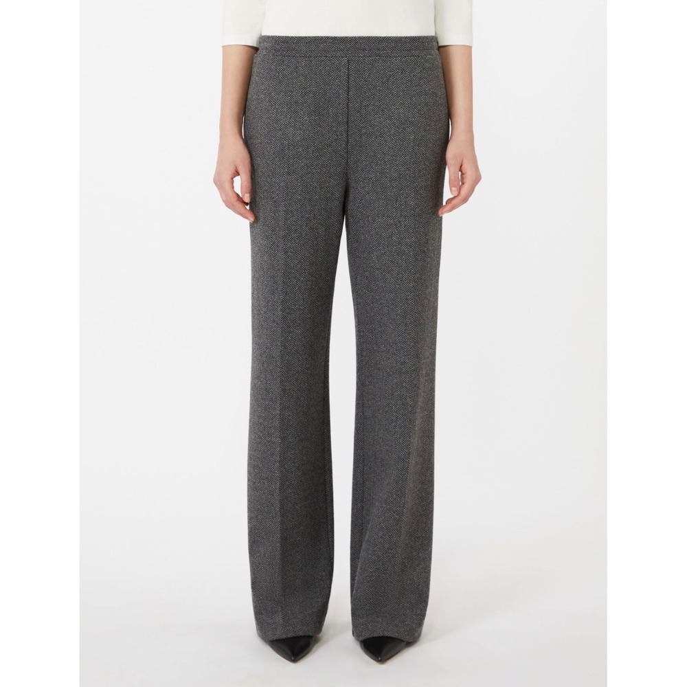Max Mara Weekend grey pinstripe wide leg trousers sz4 quiet luxury workwear wool